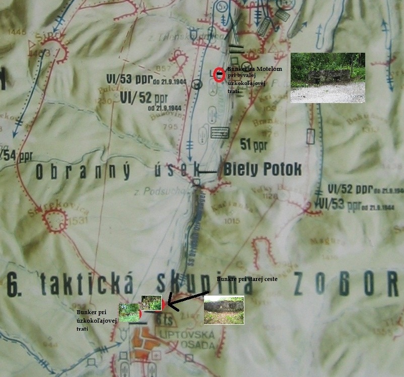 Mapa s fotkami bunkrov