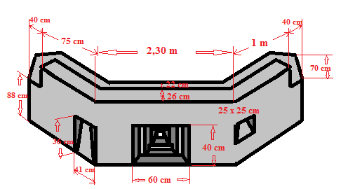 Nákres bunker č.1 obranný úsek Bukovina